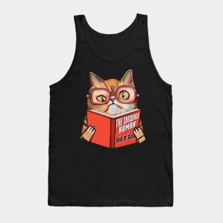 Geek cat with book Tank Top